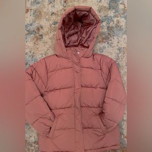 Forever 21 kids size 13/14 puffer jacket, color mauve